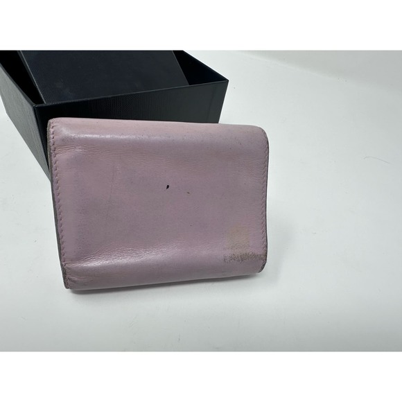 Auth Saint Laurent Fold Purse Mini Wallet Ysl Beige Pink Leather Pre- loved - Picture 6 of 9